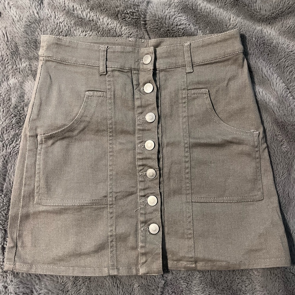 Altar’d State Light Grey Denim Skirt